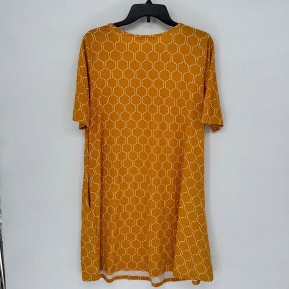 Arianna by Howards Womens Small Medium Gold Hexagon Print Short Sleeve Dress New - Picture 6 of 14